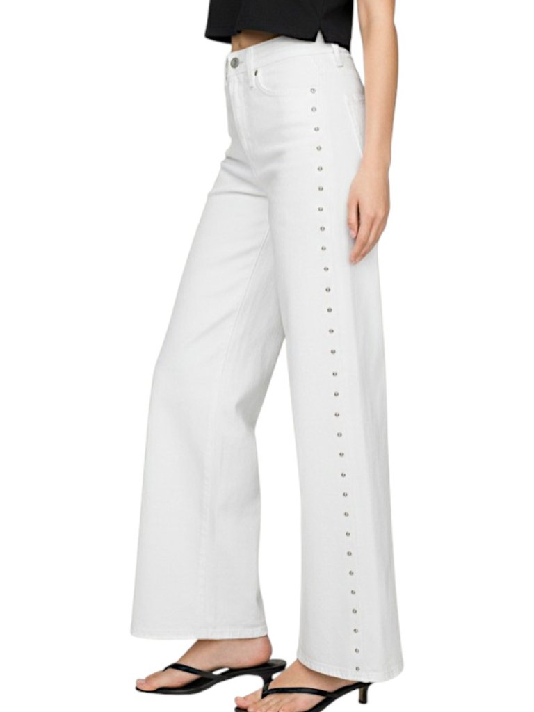 Gap Factory White Wide-Leg Flare Jeans With Side Studs